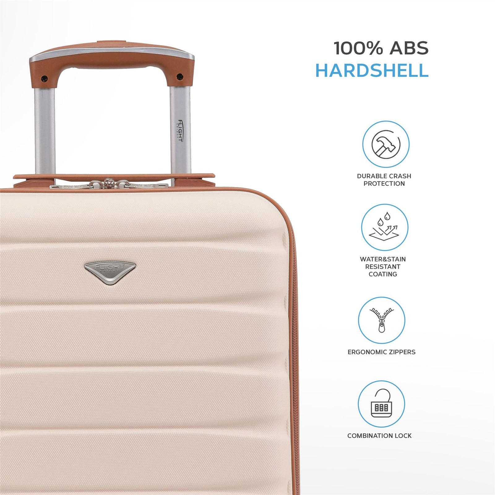 45x36x20cm Easyjet Free Cabin Bag 2 Wheel Suitcase Hard Shell Carry On | Cabin | Cream