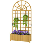 Outsunny Wooden Raised Planter With Lattice Trellis For Climbing Plants