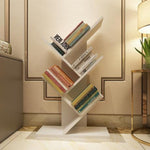 Rustic Standing Tree Bookshelf Wood Display Rack | White