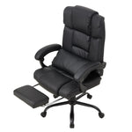 Ergonomic Black Pu Office Chair – High Back, Recline 135°, Built-in Footrest, Adjustable Height, 360° Swivel