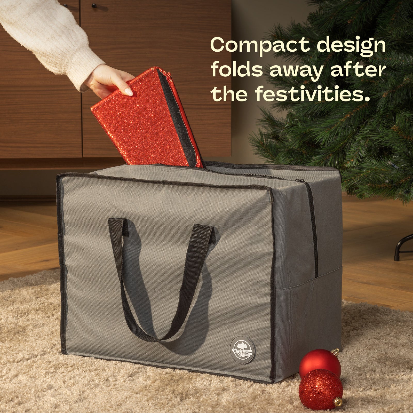 Glossy Tree Skirt 68cm Collapsible With Velcro Closure | Red