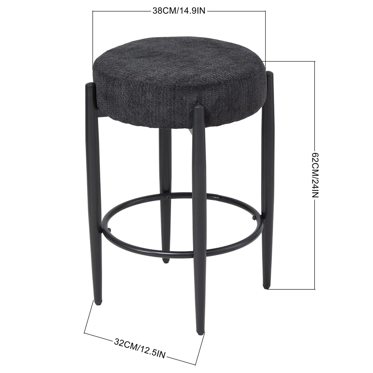 Breeins Set Of 2 Modern Chenille Bar Stool With Footrest