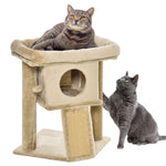 Cat Tree Activity Centre W/ Scratching Pad, Toy Ball, Cat House | Brown