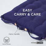 100% Cotton Seat Pads Plain Chair Cushions For Dining Room, Kitchen, Or Outdoor Garden Use | Set-of-6 | Navy Blue