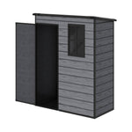 5x3ft Outdoor Plastic Storage Shed With Floor & Window, Lockable, Wood Grain Design