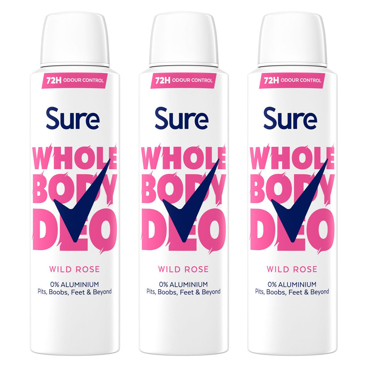 Women Wild Rose Whole Body Deodorant Spray Aluminium Free 150ml | Set of 3
