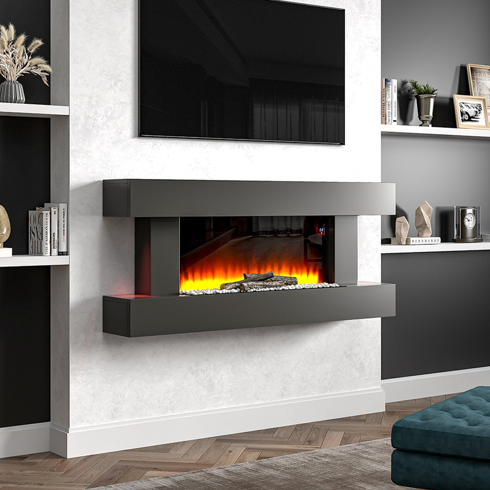52-inch Electric Fireplace Suite With Matte Black Led Surround, 7 Flame Colors, Wifi Remote Control