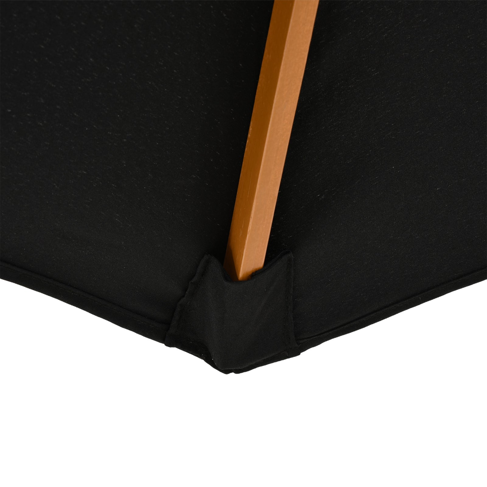3m Wooden Bamboo Parasol Outdoor Umbrella Canopy | Black