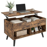 HOMCOM Lift Top Coffee Table Hidden Storage 75 Cm Rustic Brown