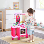 38-piece Children's Kitchen Play Set W/ Sounds Lights Food Pink