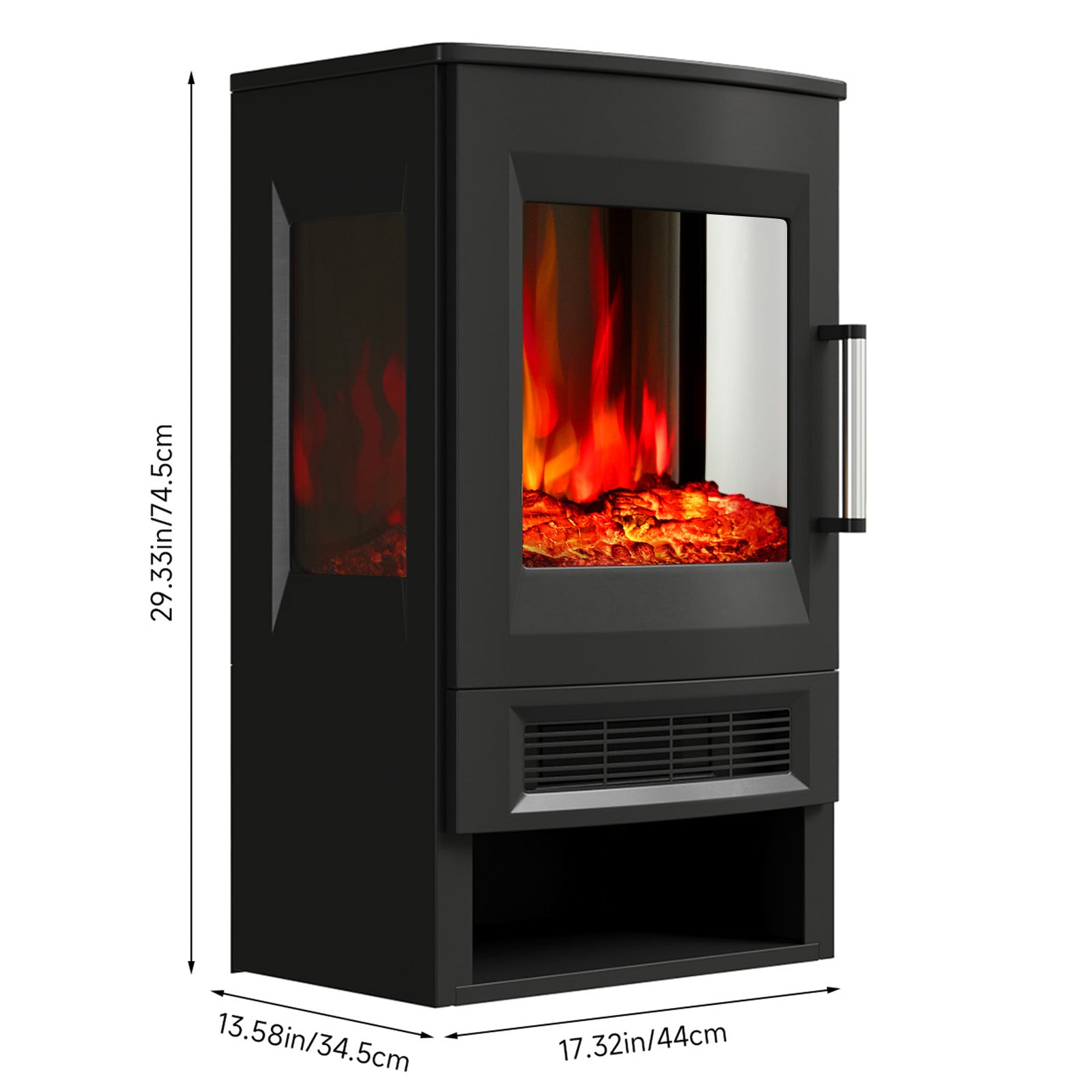 Freestanding Electric Fireplace Heater With Remote & Touch Screen – 8 Led Flame Colors, 2 Heat Settings (900w/1800w)