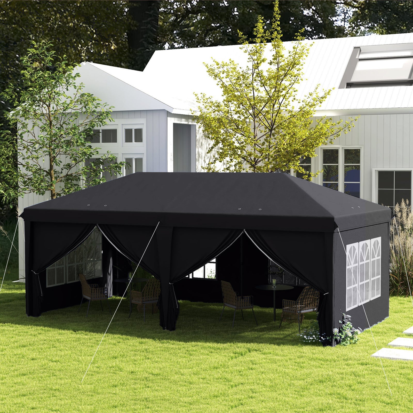 3 X 6 M Pop Up Gazebo With Sides And Windows | Gray