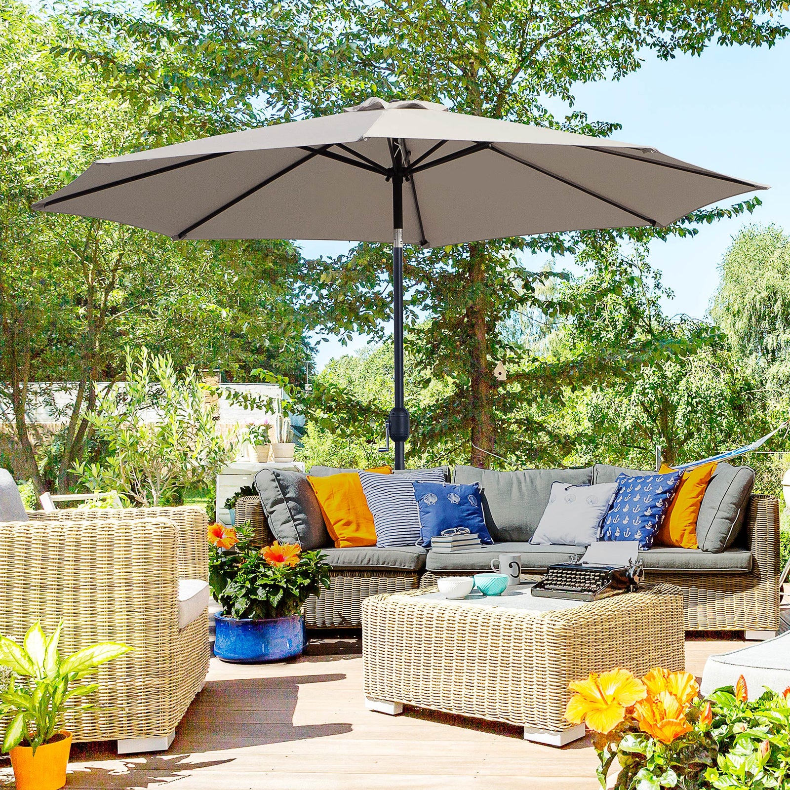 3m Patio Umbrella With Tilt And Crank | Gray