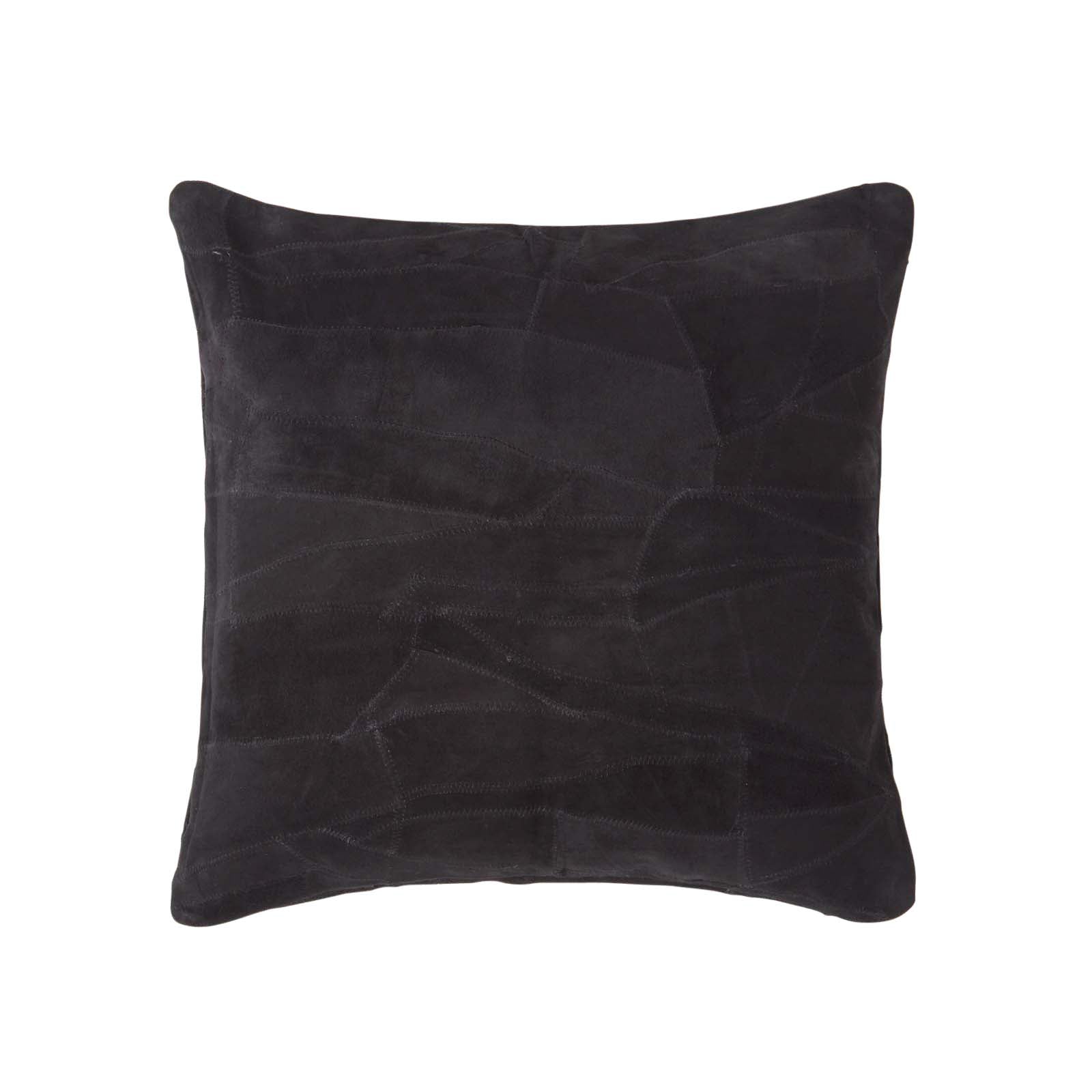 Real Leather Suede Cushion With Feather Filling | 45cm x 45cm | Black