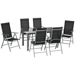 7 Piece Garden Dining Set, Outdoor Table And 6 Chair | Black