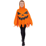 Kids Unisex Orange Pumpkin Poncho