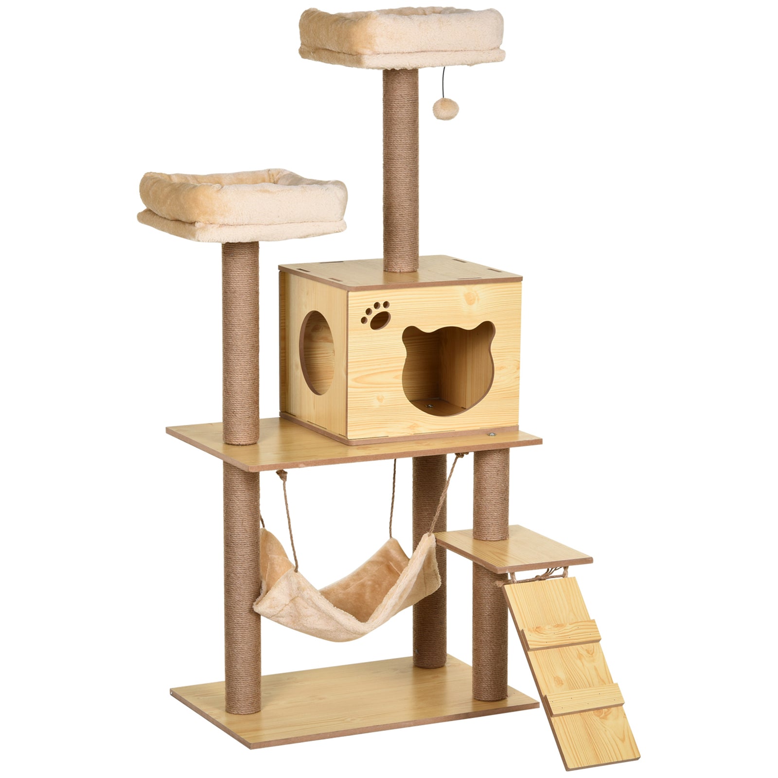 Cat Tree, 130cm Cat Tree For Indoor Cats, Multi-level Plush Cat Tower