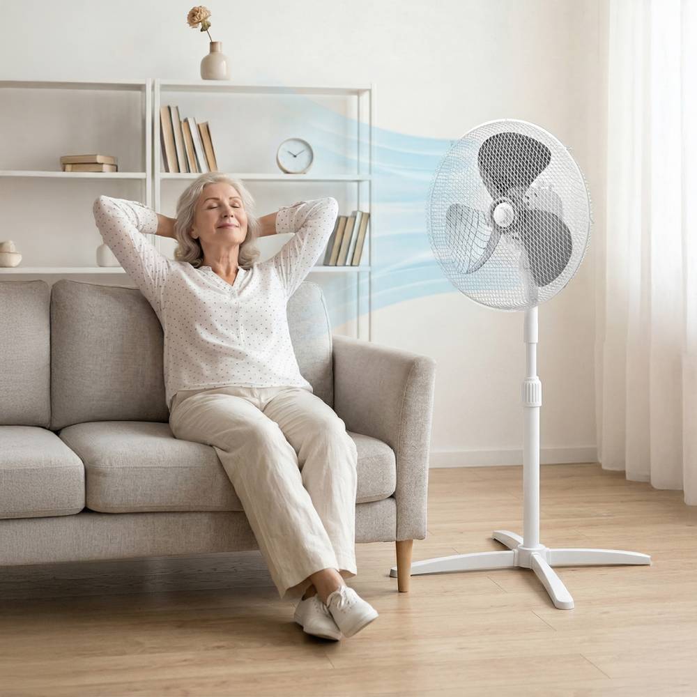 40w Pedestal Fan Adjustable Height Oscillating Standing Fan For Home Or Office