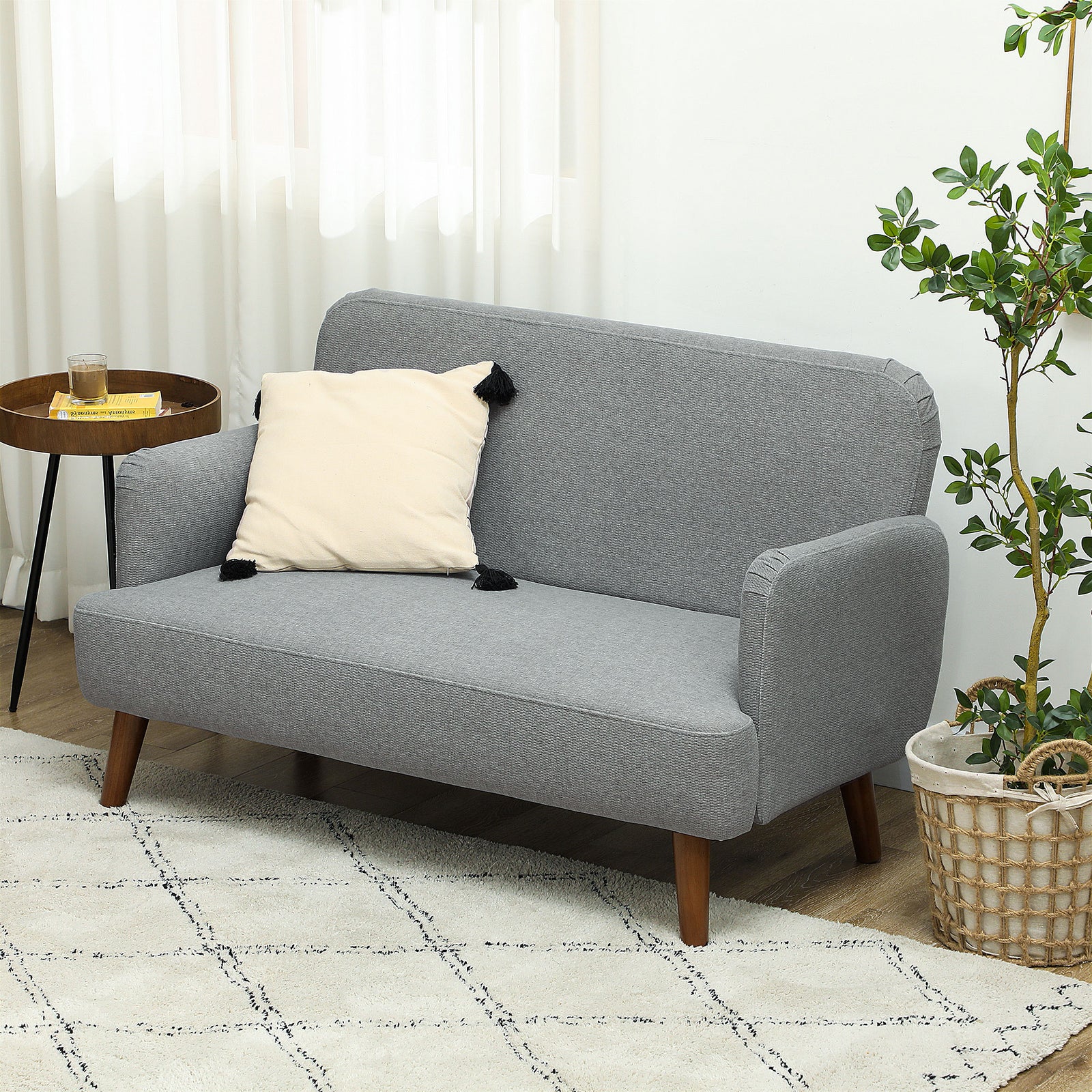 2 Seater Sofa With 21cm Thick Padding And Wood Legs | Grey