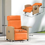 Rattan Garden Recliner Sun Lounger W/ Flip Table | Khaki & Orange
