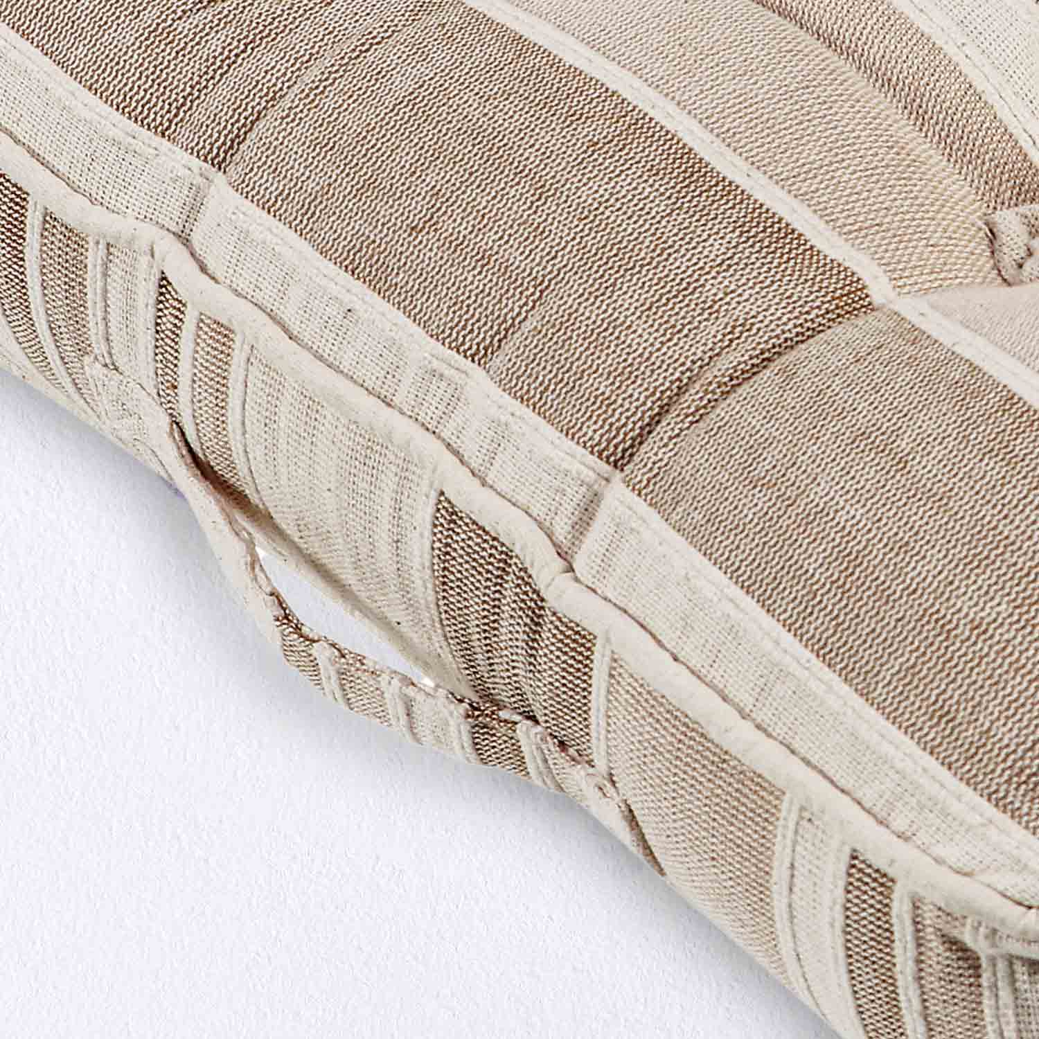 Morocco Striped Cotton Floor Cushion | 40cm x 40cm | Beige