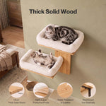 Cat Wall Shelves 2 Platform Steps Rubber Wood For Cat Climbing,white
