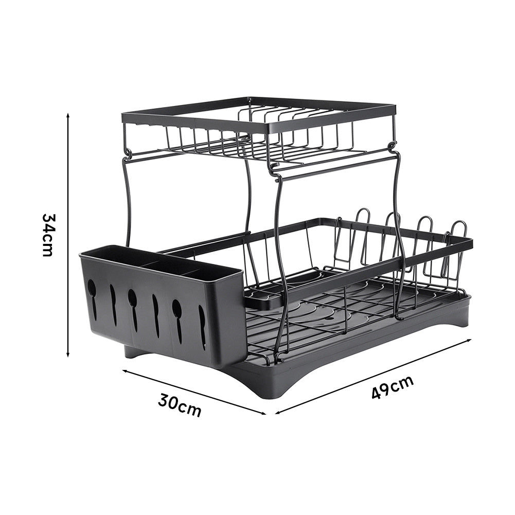 Steel Dish Rack With Utensil And Glass Holder
