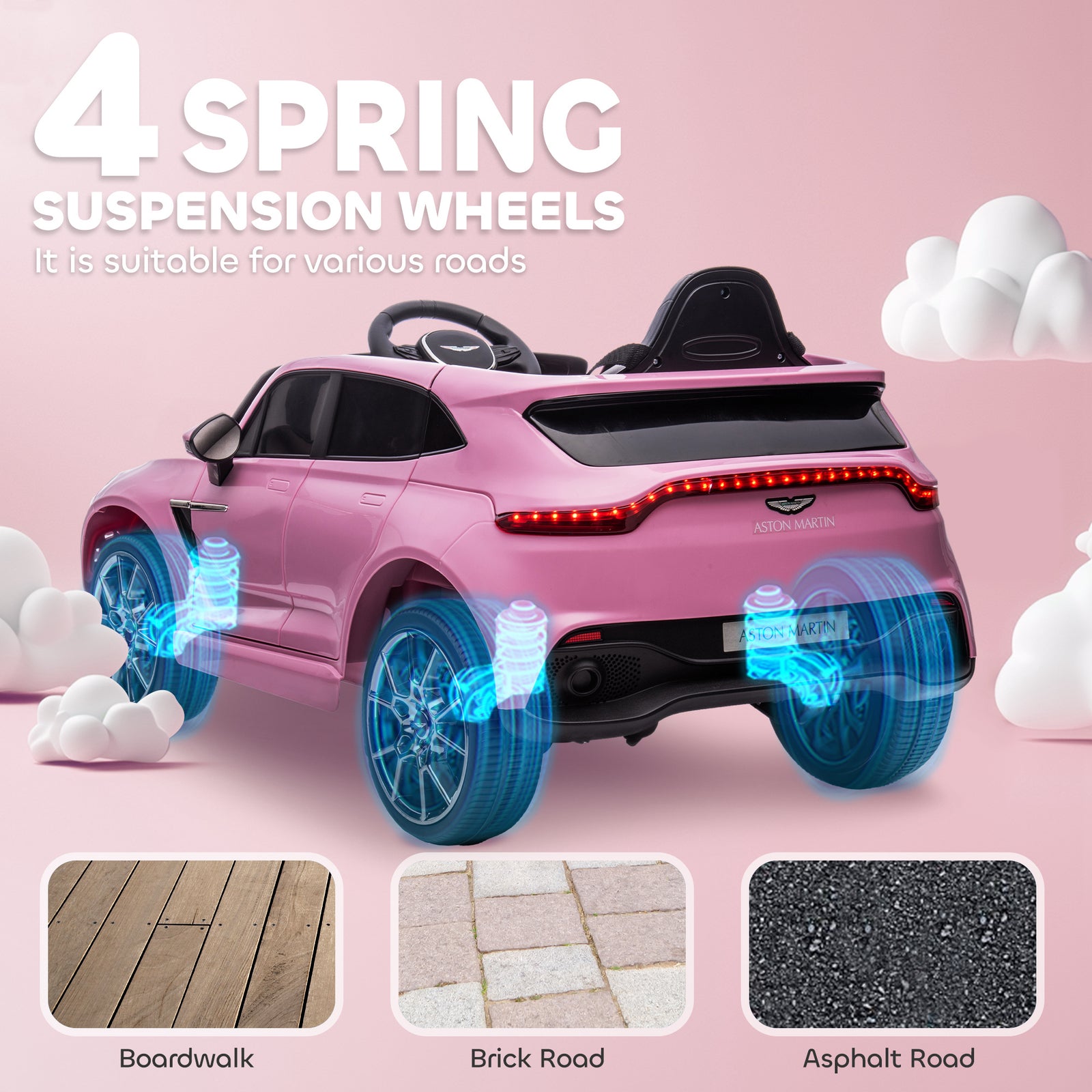 Aston Martin Dbx Licensed 12v Kids Ride On Car W/ 4 Suspension Wheels | Pink