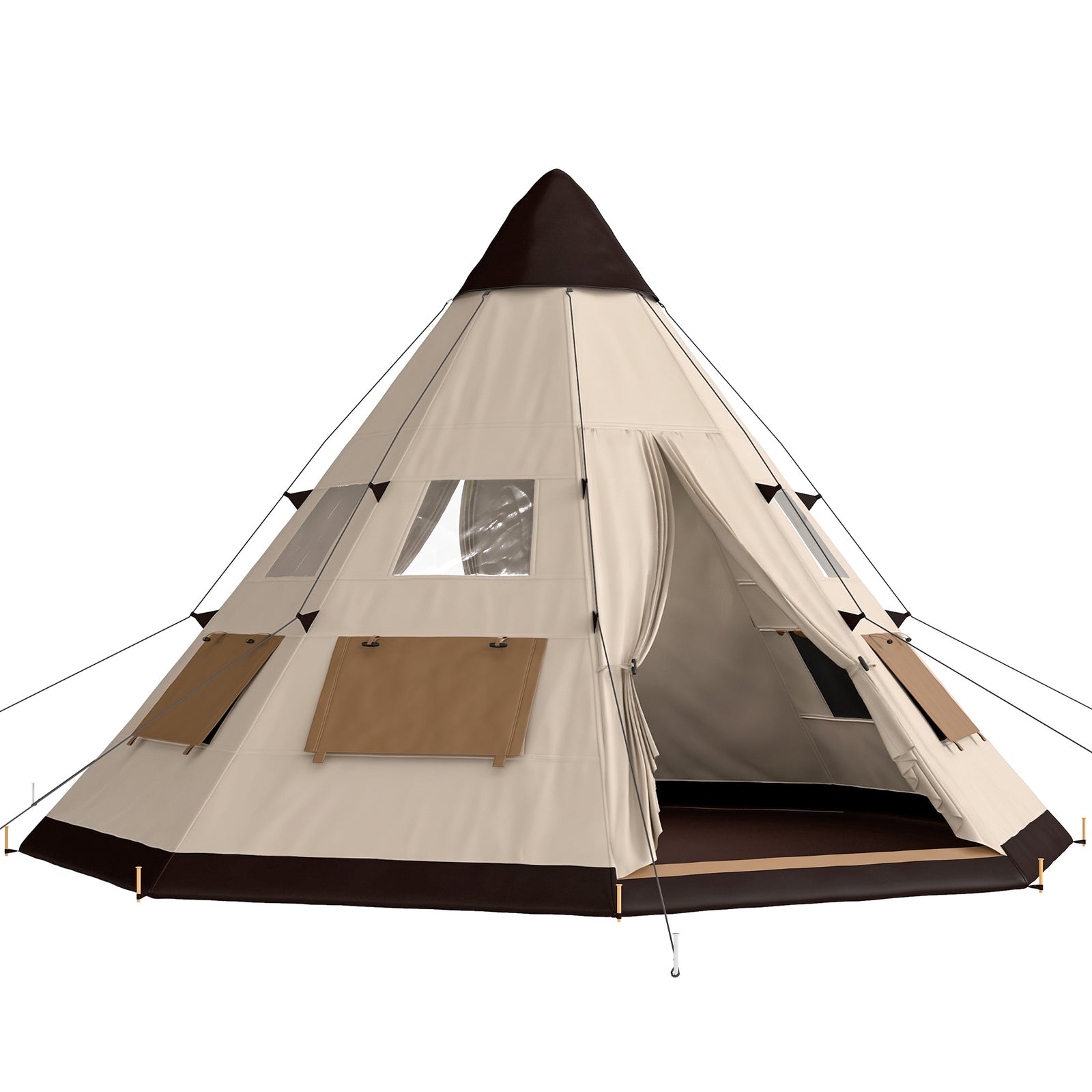 6-7 Person Large Family Party Camping Tent W/ Carrying Bag | Khaki