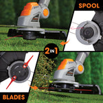 20v 2 In 1 Electric Cordless Grass Strimmer Garden Grass Cutter Trimmer Battery & Charged Included | 2 Batteries + 1 Charger | Grey