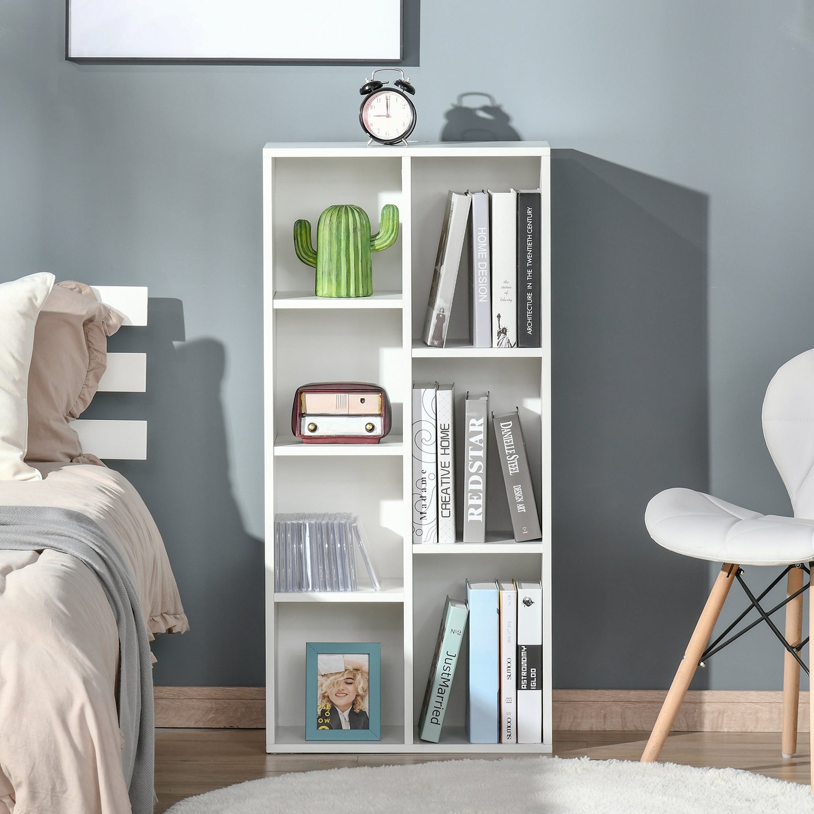Bookcase Modern Bookshelf Cabinet For Home Office | One Size | White