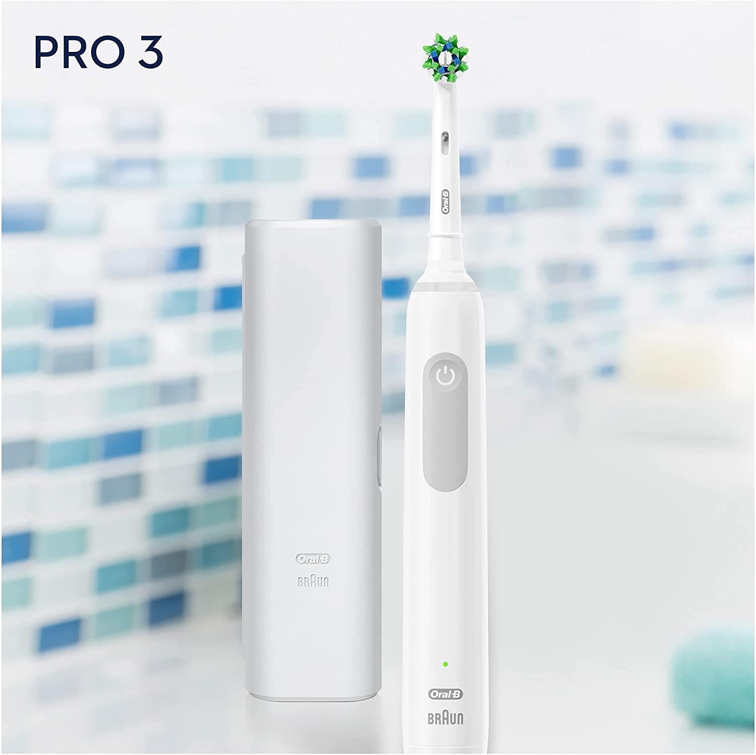 Pro 3 3000 Cross Action White Rotating Motion Electric Toothbrush