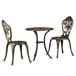 3 Piece Cast Aluminium Bistro Setwith Parasol Hole Balcony