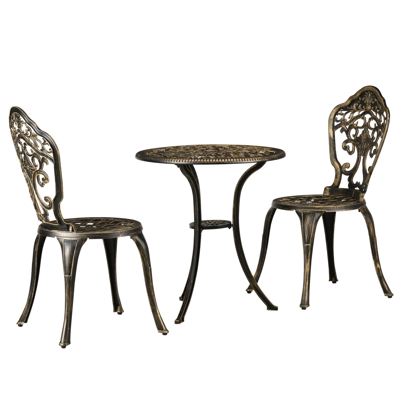 3 Piece Cast Aluminium Bistro Setwith Parasol Hole Balcony