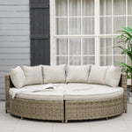 5 Pcs Rattan Lounge Chair Daybed Table W/ Cushion