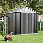 6x8ft Outdoor Metal Storage Shed Galvanised Tool Storage Shed With Lockable Door