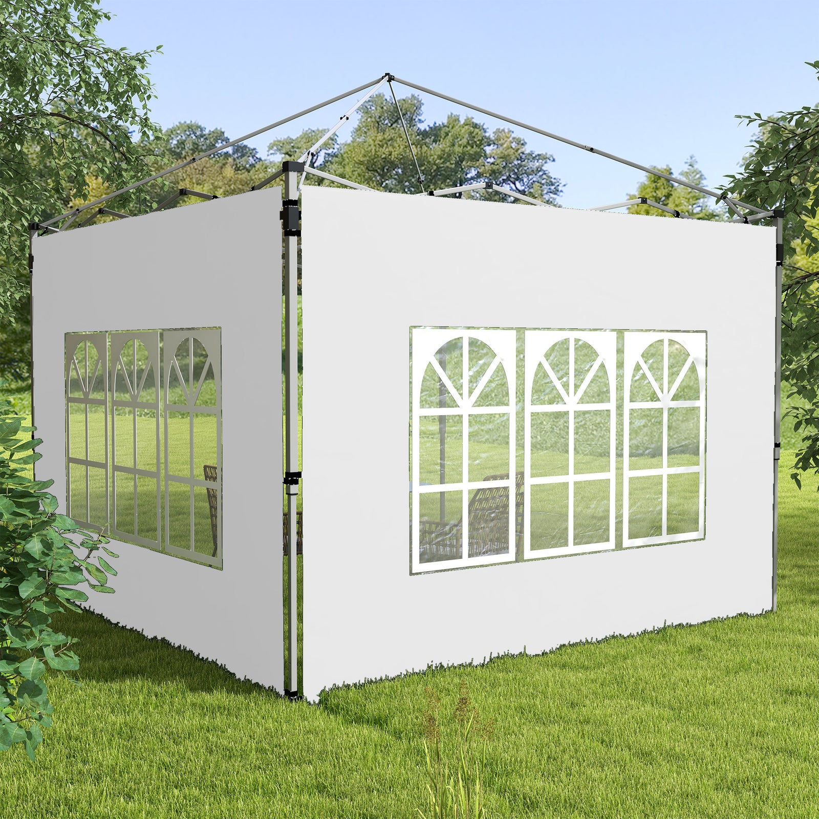 Gazebo Side Panels For 3x3(m) Or 3x4m Pop Up Gazebo, 2 Pack | White