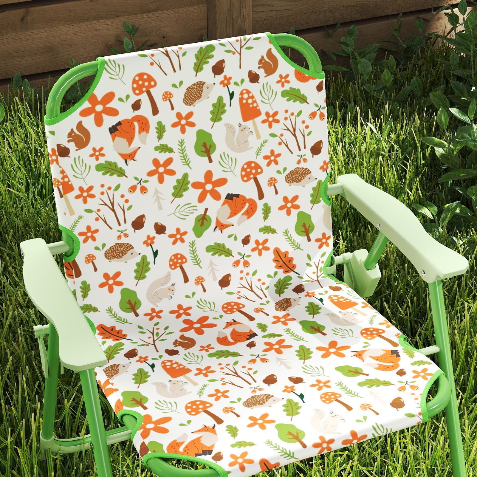 Kids Garden Furniture, Children Table And Chair Set W/ Adjustable Parasol | Green