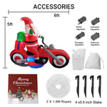 1.8m Santa On Motorcycle Christmas Inflatable Model Decoration With Led Lights