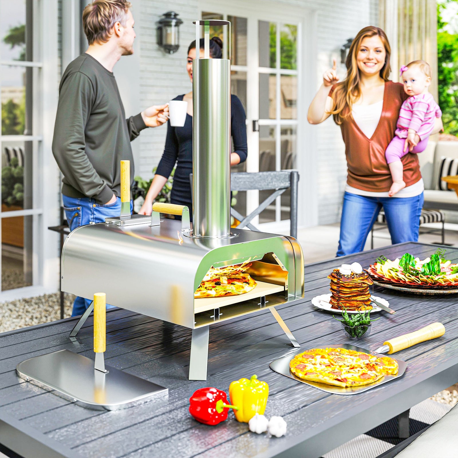 Portable Wood Pellet Pizza Oven W/ Foldable Legs 12 Inch