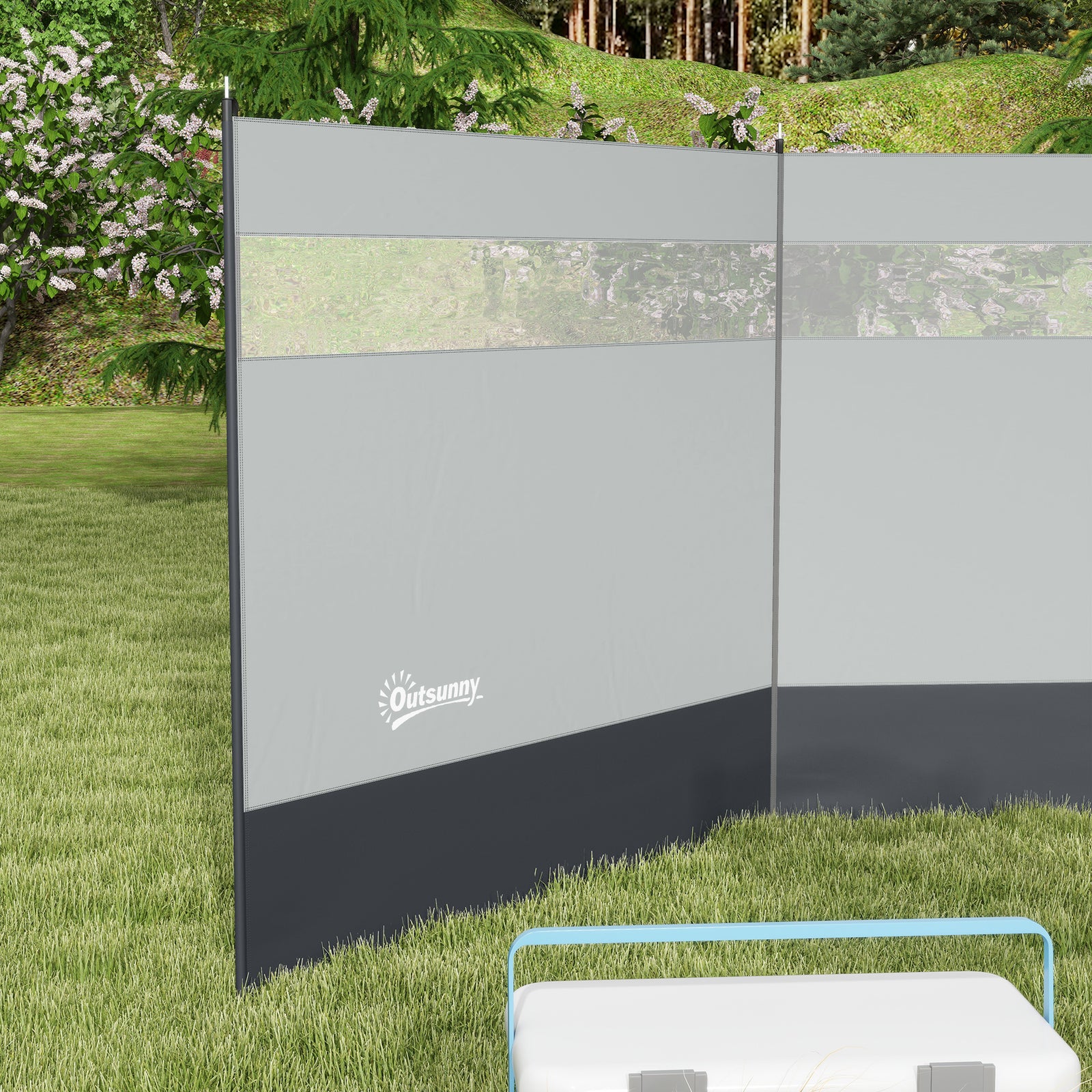 4 Pole Camping Windbreaks With Clear Windows And Carry Bag | Gray