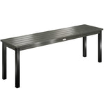 Outsunny Metal Garden Bench Loveseat With Wood-effect Slatted Seat, Grey