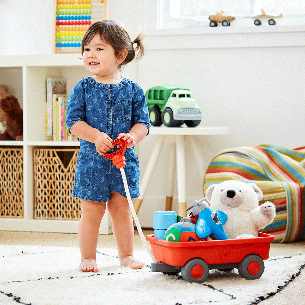 Orange Pull Along Wagon, Made From 100% Recycled Plastic