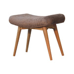 Solid Wood Mocha Faux Fur Curved Bench