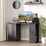 120cm Computer Desk Pc Table Workstation W/ 3 Shelf & Drawer | Black