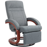 Manual Recliner Swivel Chair With Footrest Armrests | One Size | Gray