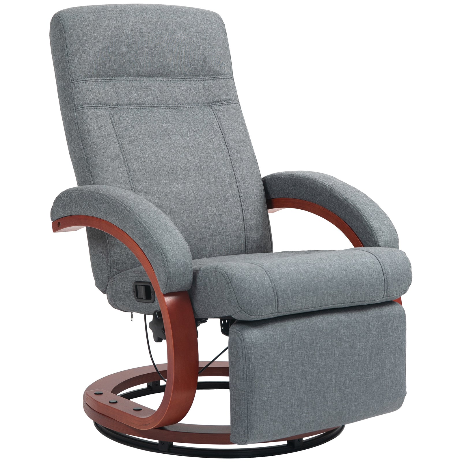 Manual Recliner Swivel Chair With Footrest Armrests | One Size | Gray