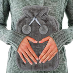 Dyzi 2l Hot Water Bottle With Soft Faux Fur Cover Charcoal Grey