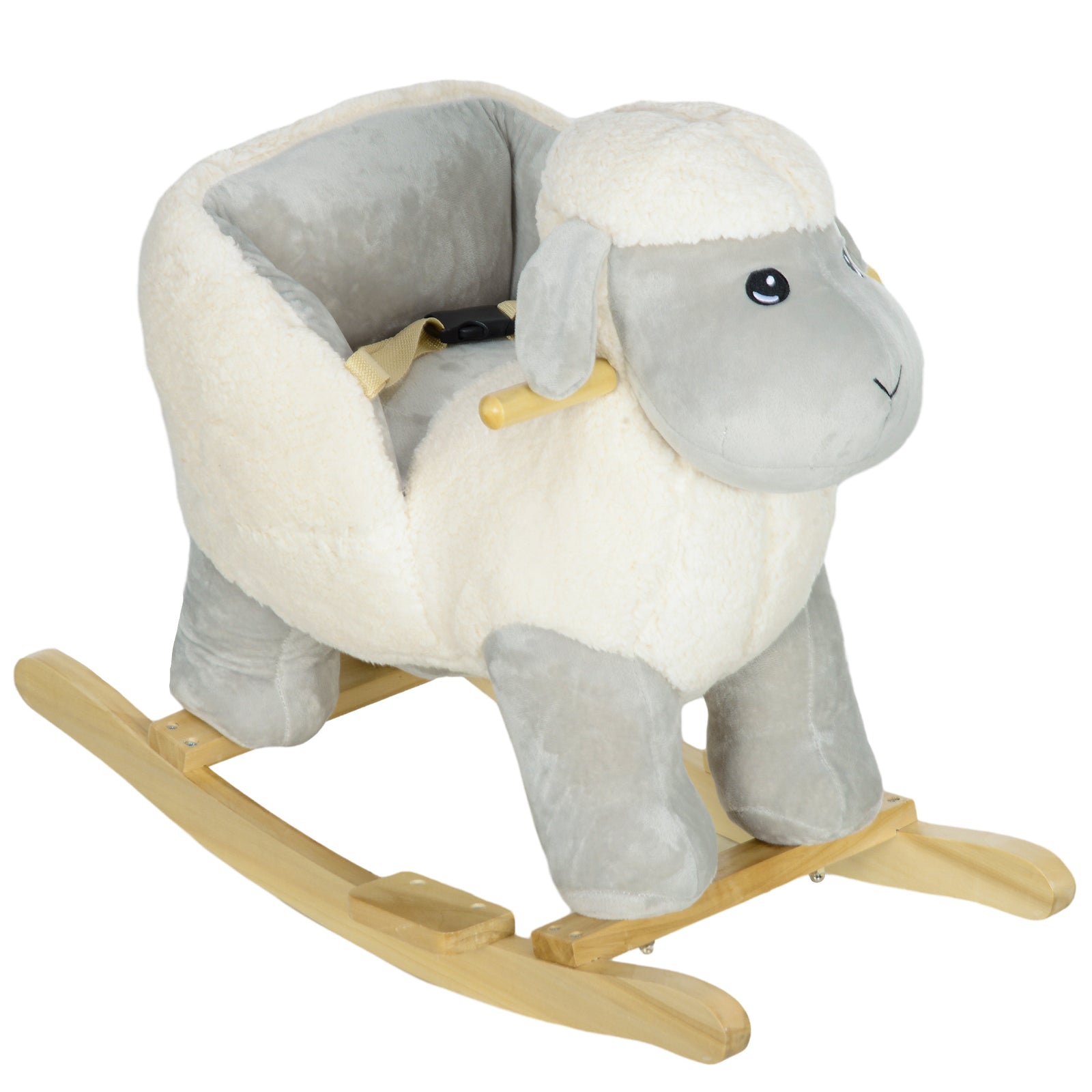 Baby Rocking Horse With Safety Belt, Sound, For 1-3 Years, Grey