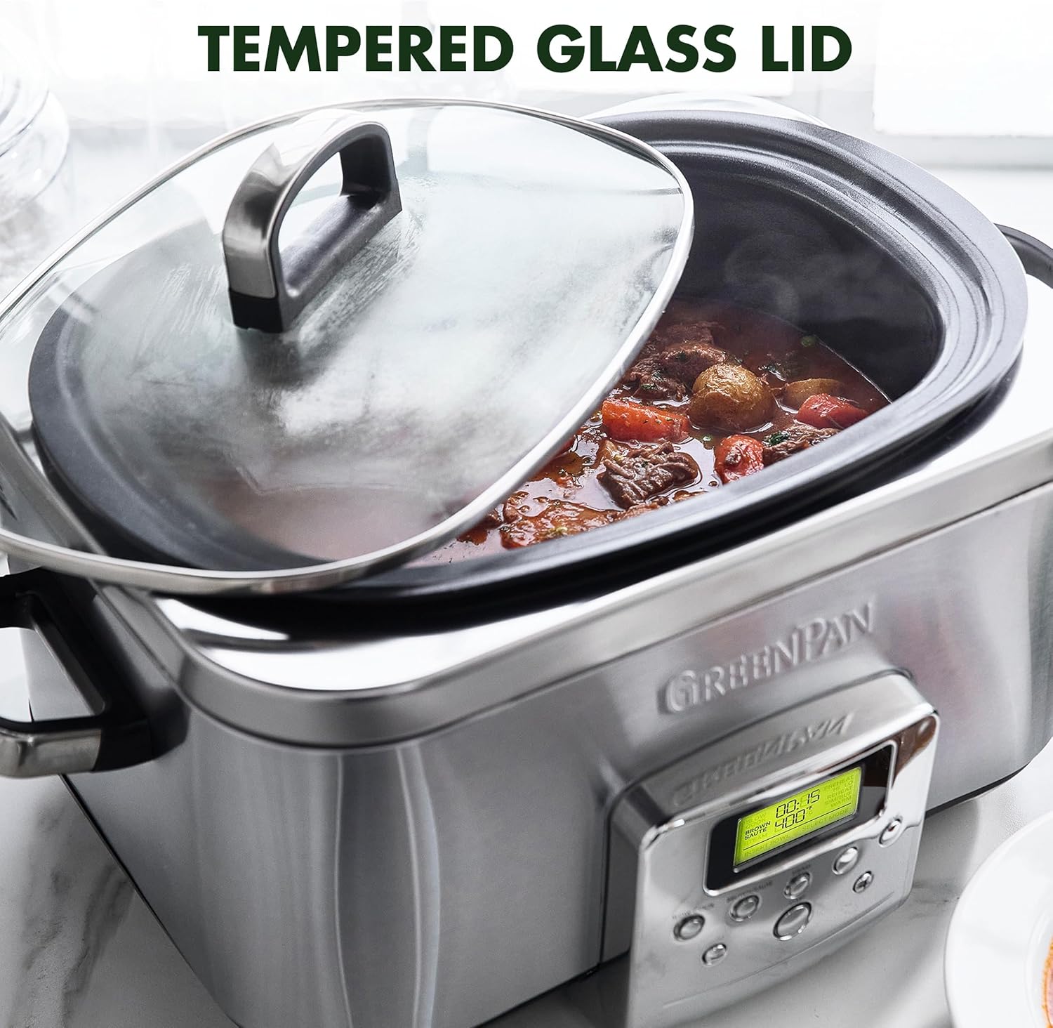 Elite 8-in-1 6l Slowcooker With Pfas-free Ceramic Non-stick Coating | Silver